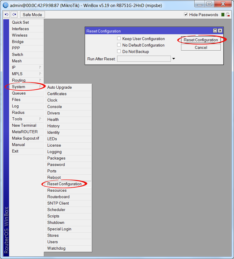 Mikrotik rb450. Как перезагрузить микротик через винбокс. Сброс настроек Mikrotik. Перезагрузка Mikrotik.